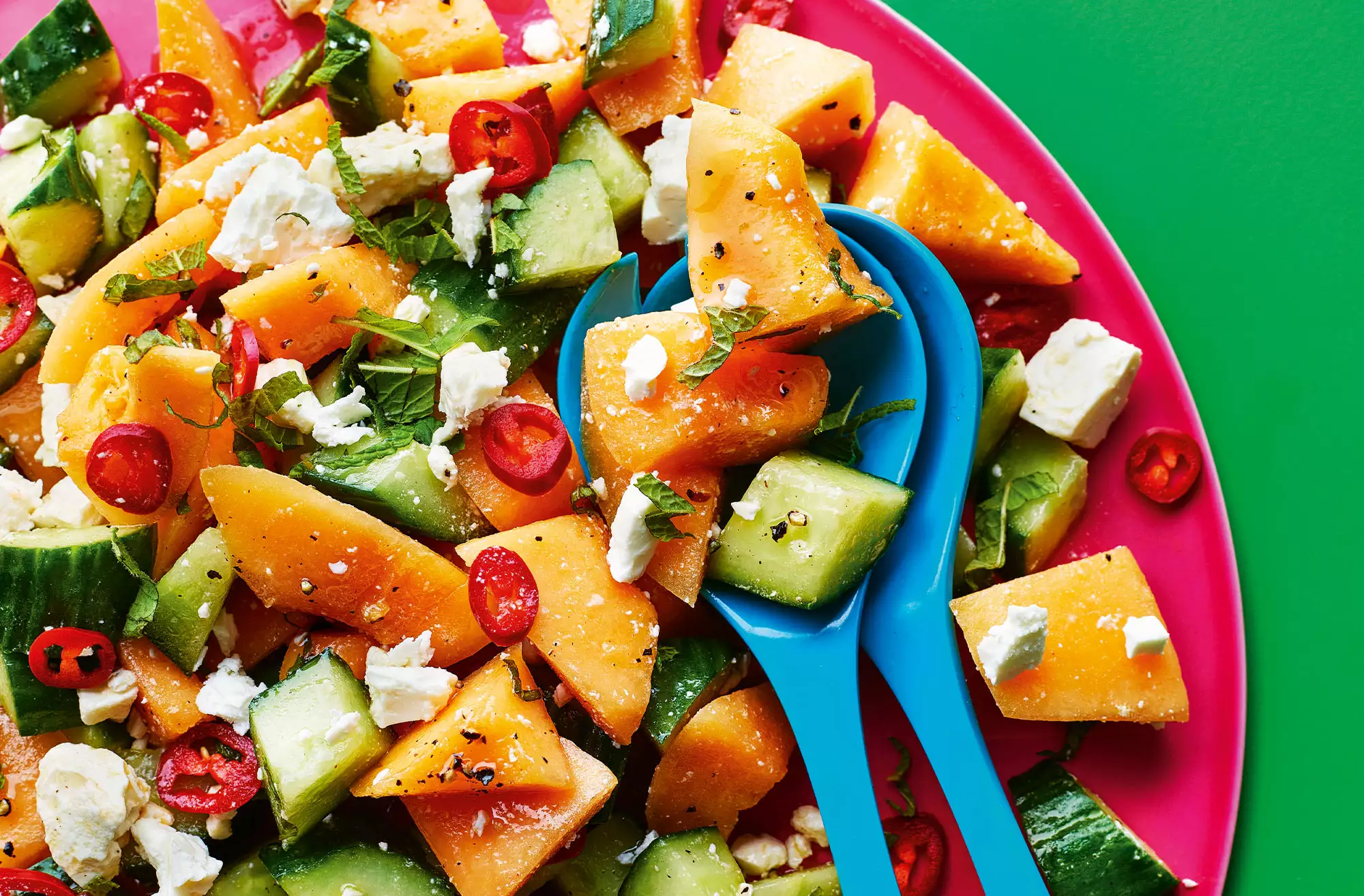 Cucumber, melon & feta salad