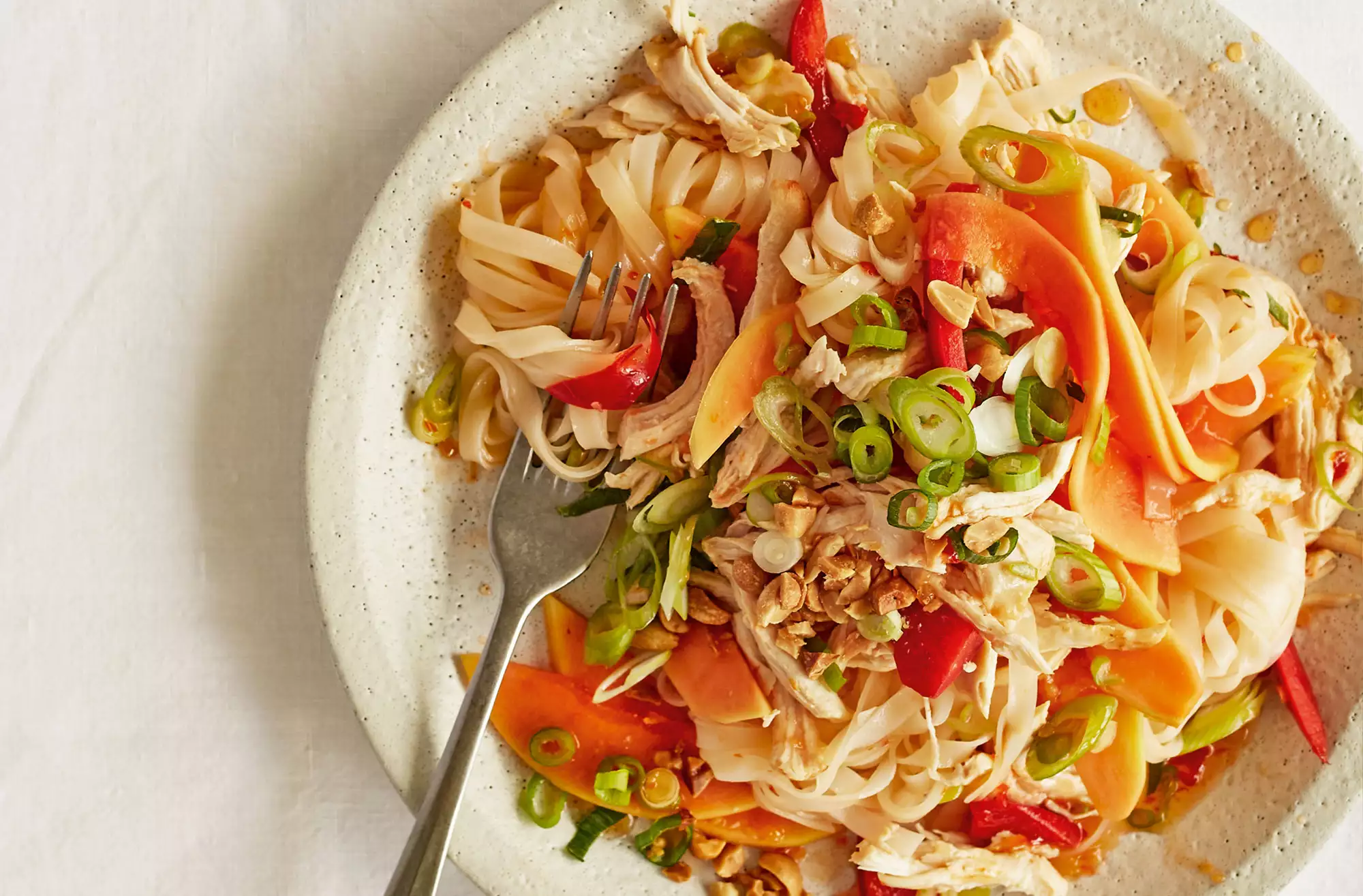 Quick chicken & papaya noodle salad