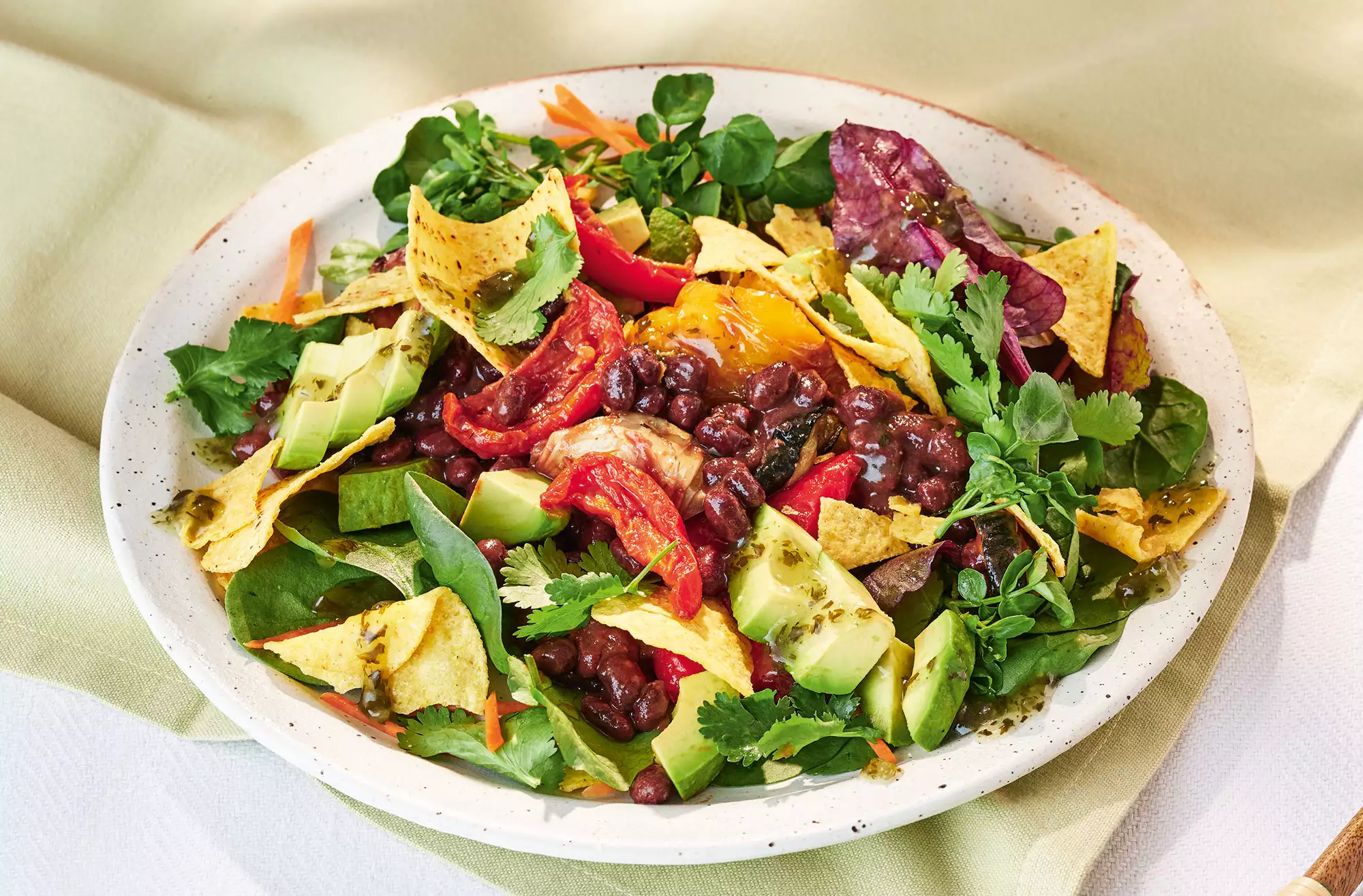 Chargrilled veg & bean salad with tortilla chips