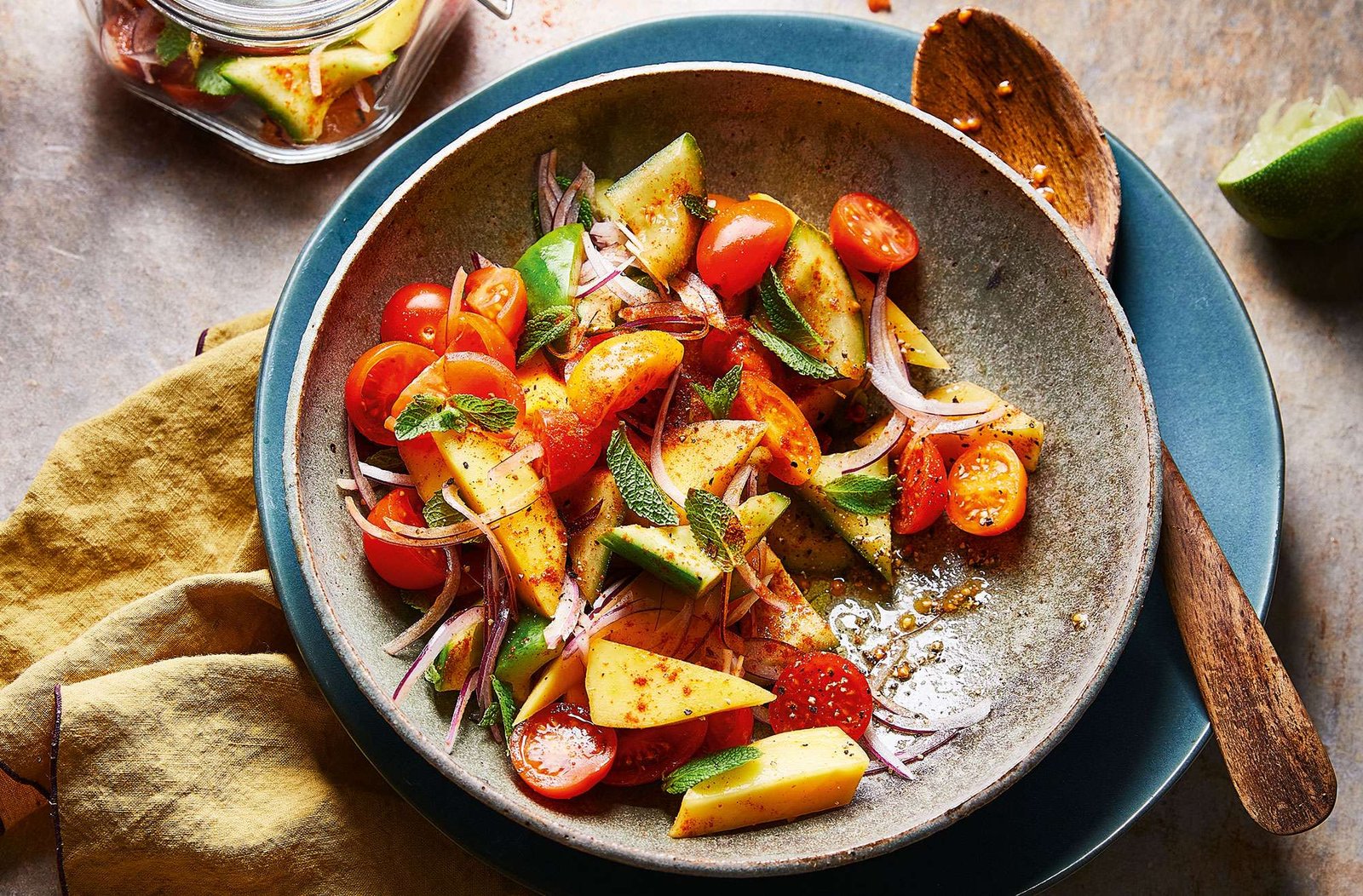 Mango, tomato, cucumber & red onion salad