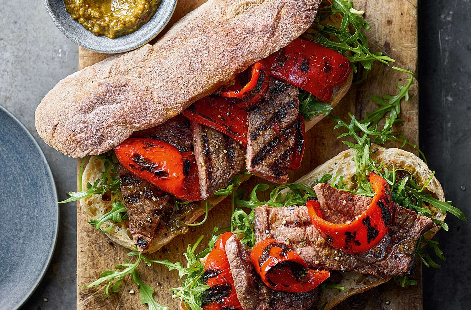 Barbecue steak sandwiches with chimichurri