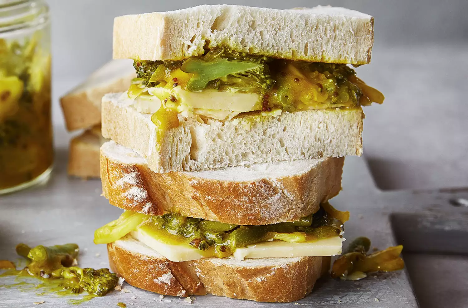 Tenderstem piccalilli & cheese sandwich