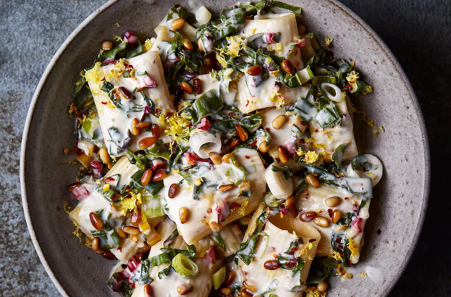 Creamy pasta with chard & lemon