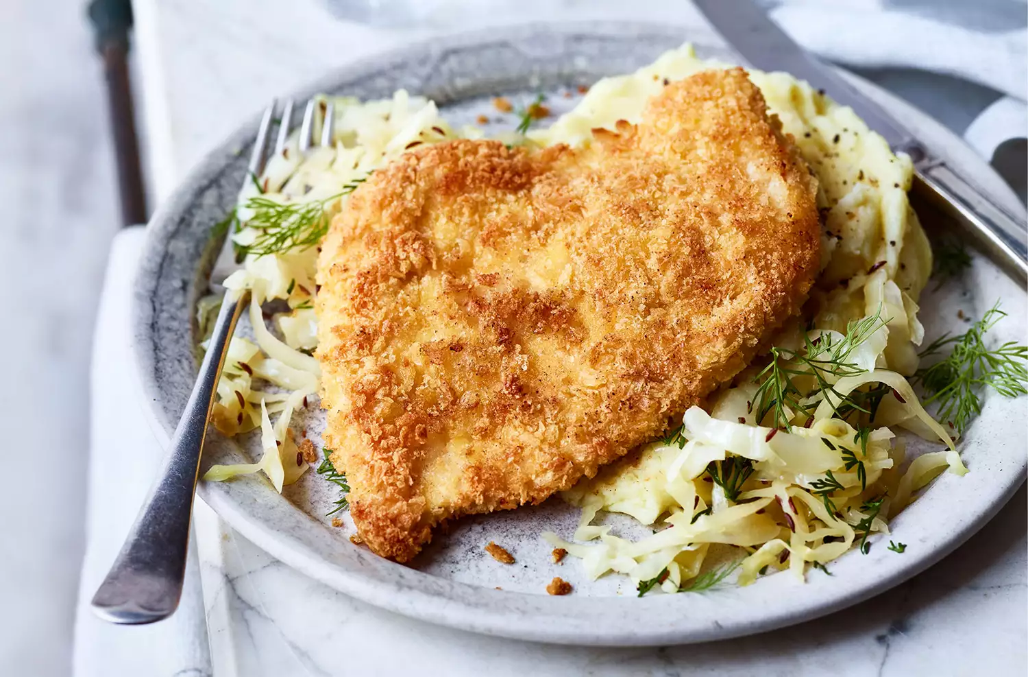 Dinner and lunch: crispy chicken schnitzel + katsu-style sandwich