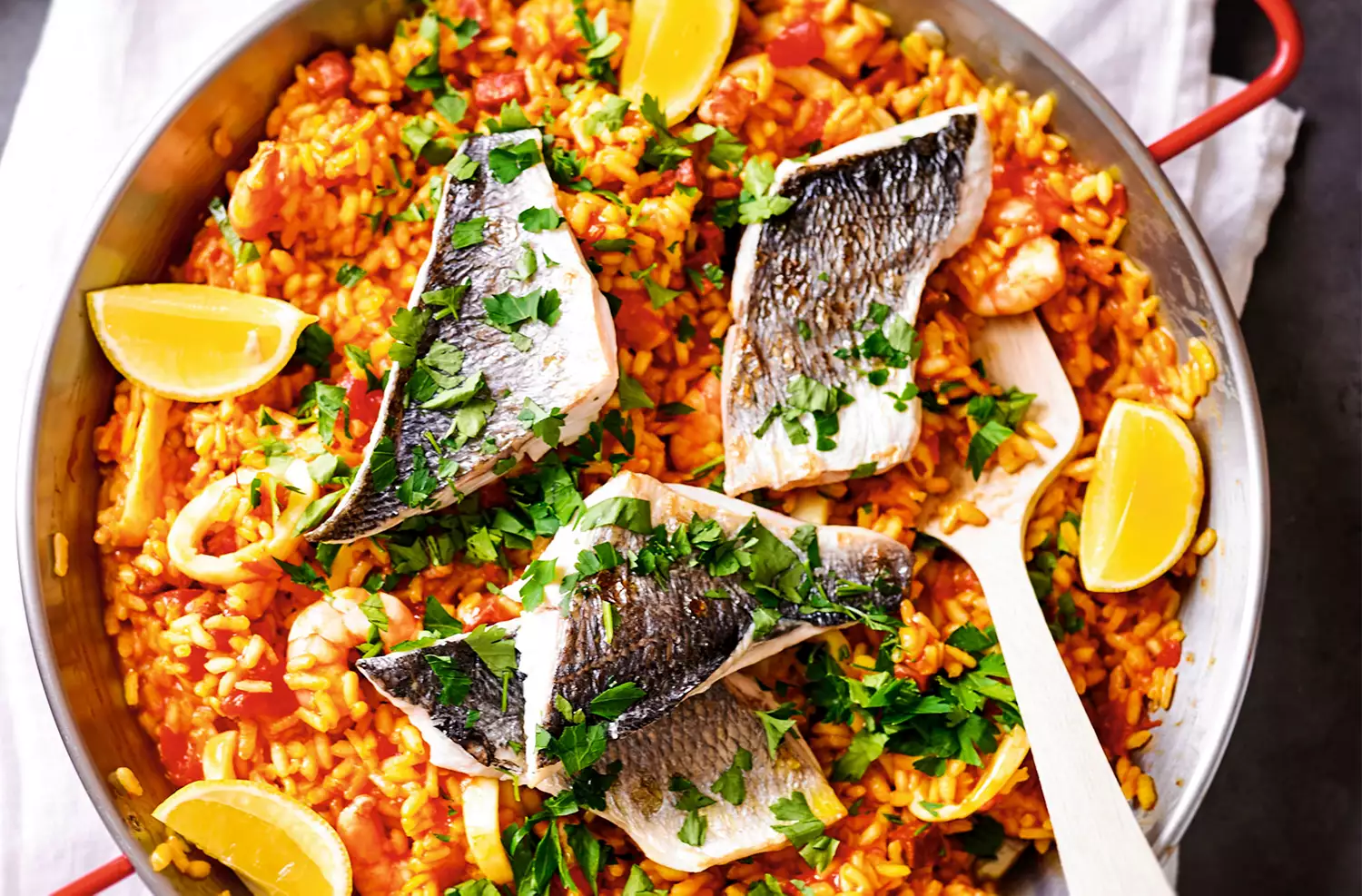 Sea bream paella