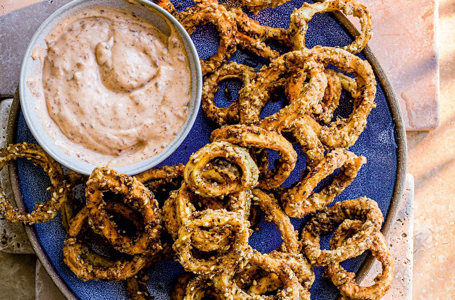 Crispy zaatar squid with olive & sundried tomato mayo