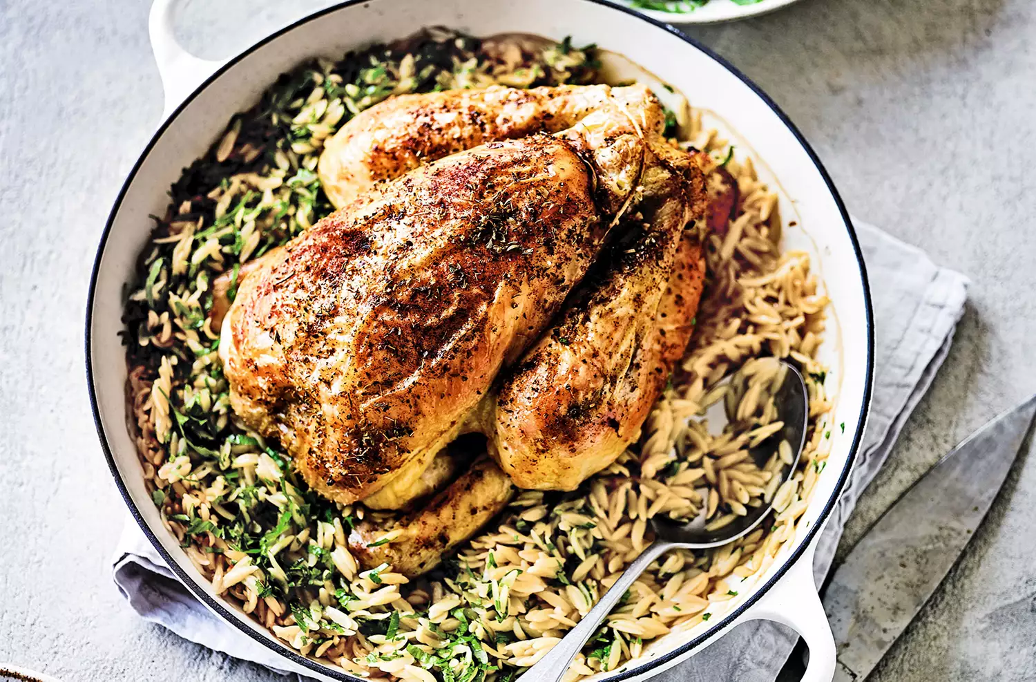 Greek chicken with orzo