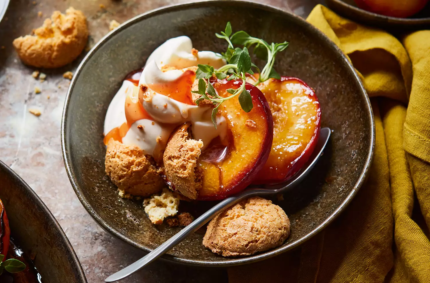 Baked Peaches With Honey, Vanilla & Thyme Recipe | Waitrose & Partners