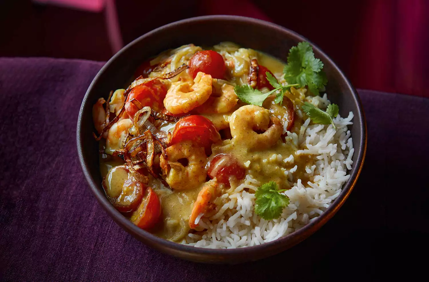 Tomato, prawn & coconut curry