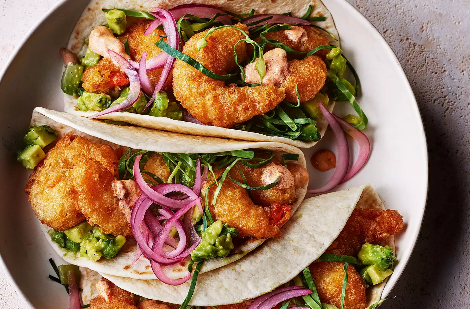 Prawn tempura tacos